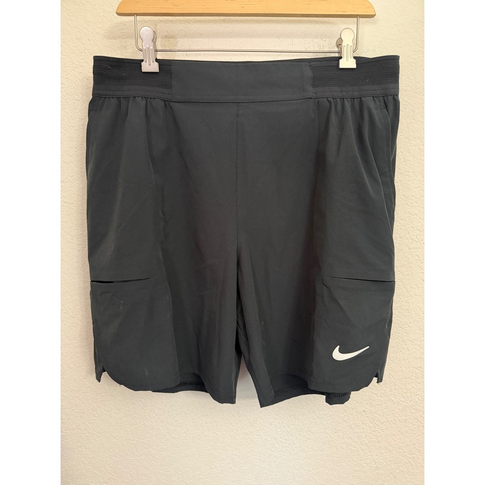 Nike Court Dri-FIT Advantage Black L Large Men's 7" Tennis Shorts CW5046-010 - Picture 1 of 5